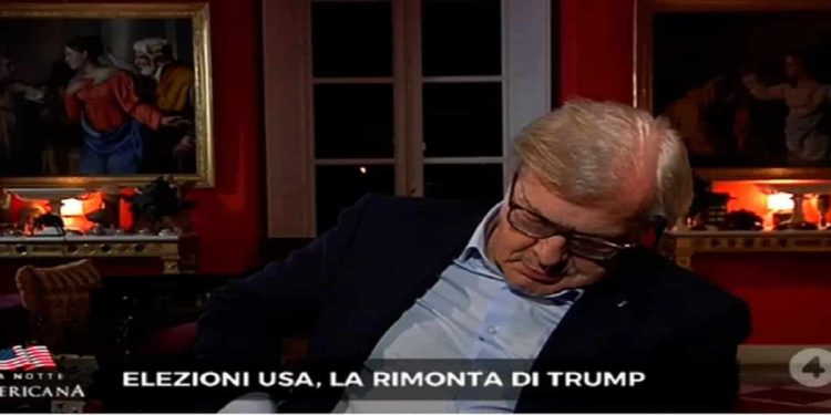 Sgarbi si addormenta in tv - Screenshot da video