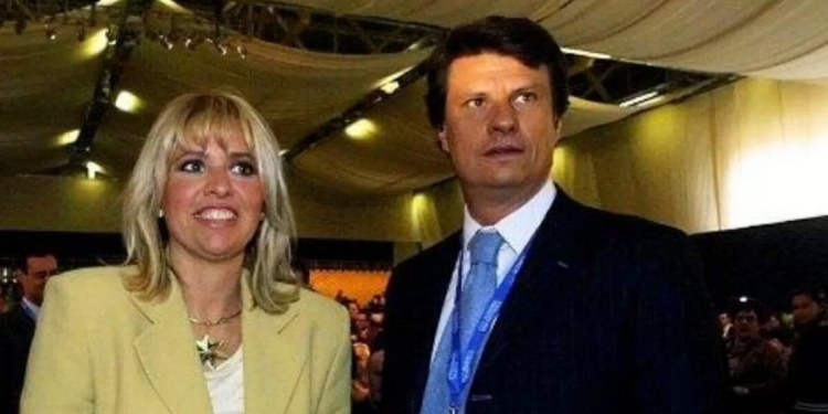 Alessandra Mussolini e il marito Mauro Floriani in una foto d’epoca