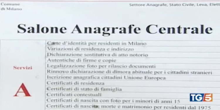 Ufficio Anagrafe Comune di Milano (Tg5)