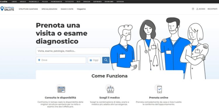 La homepage di Pagine Bianche Salute