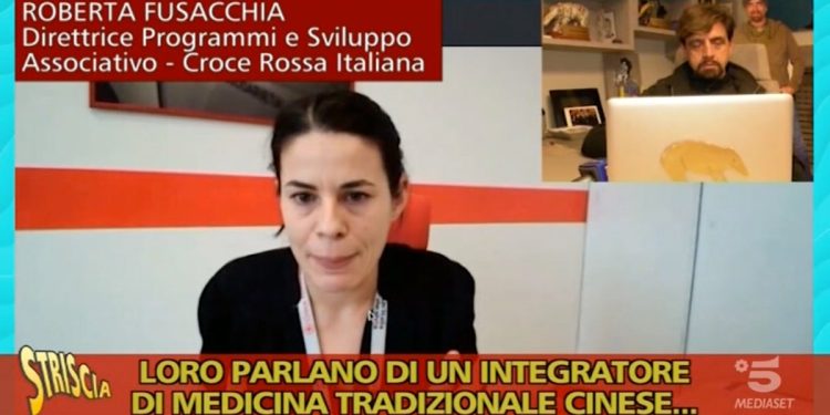 Roberta Fusacchia (Croce Rossa italiana) a Striscia la Notizia