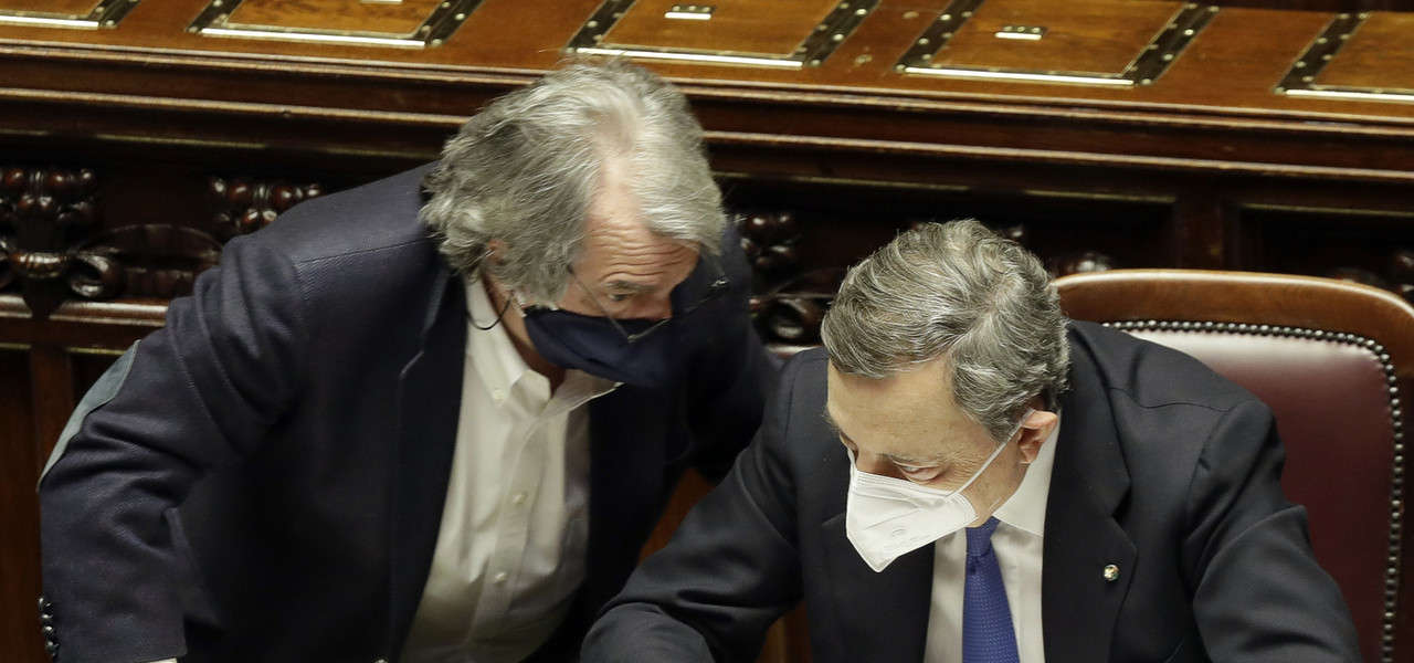 Renato Brunetta e Mario Draghi (Lapresse)