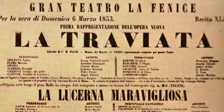 ‘La Traviata’: il manifesto originale della prima assoluta