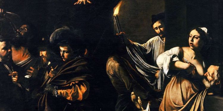 Caravaggio, Sette opere di Misericordia (particolare), 1607