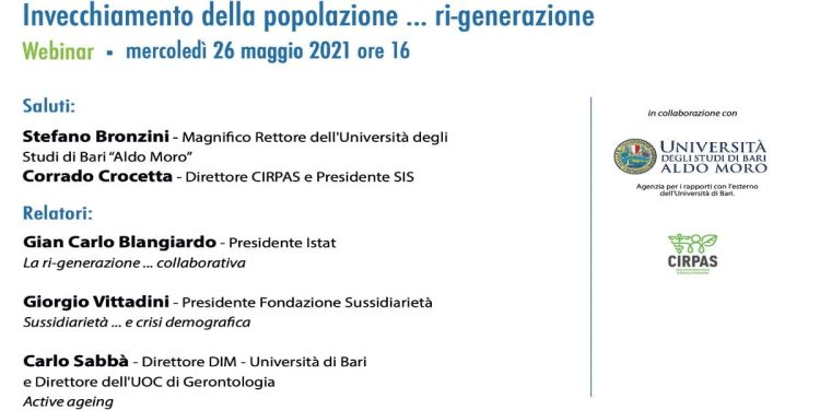 Webinar "Invecchiamento della popolazione... ri-generazione"