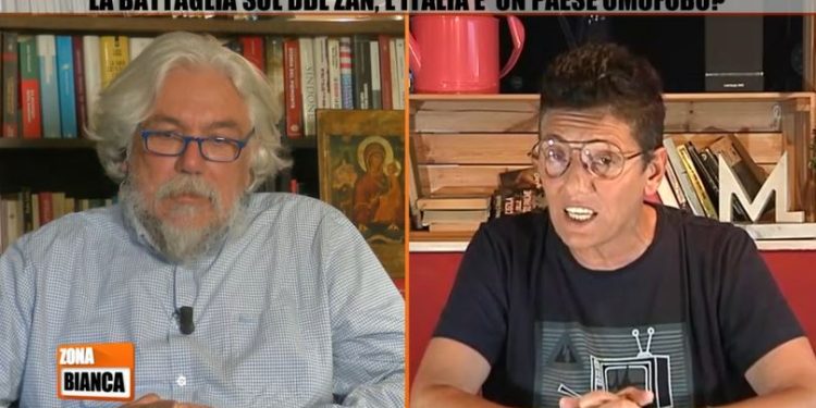 Meluzzi a Zona Bianca, a destra Imma Battaglia