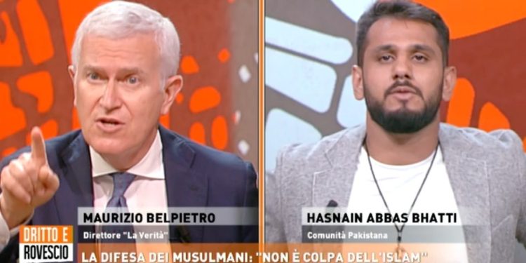 Maurizio Belpietro e Hasnain Abbas Bhatti a Dritto e Rovescio