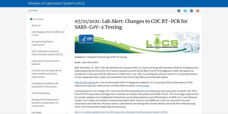 Avviso CDC su test Covid