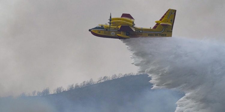 Canadair a lavoro (Foto: LaPresse)