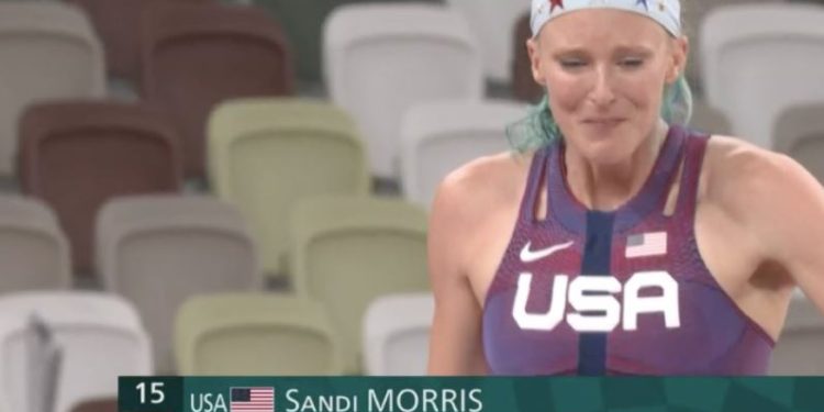 Sandi Morris in lacrime (Eurosport)