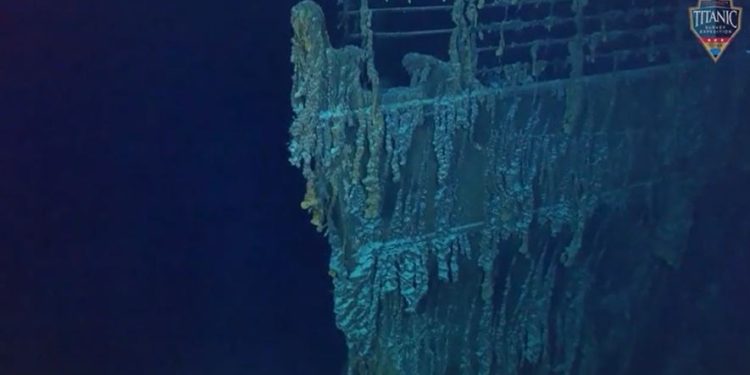 Un fermo immagine del Titanic nel video realizzato dai ricercatori (Instagram) OceanGate)