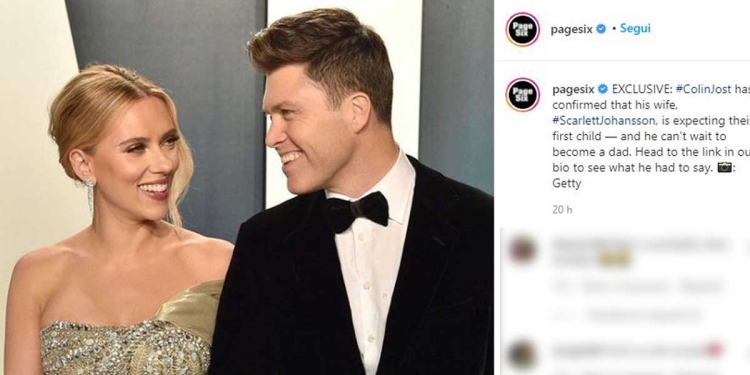 Scarlett Johansson e Colin Jost, dalla pagina Instagram di Page Six