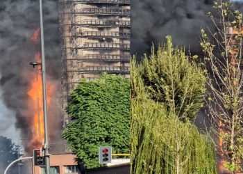 Milano, maxi incendio, foto Twitter