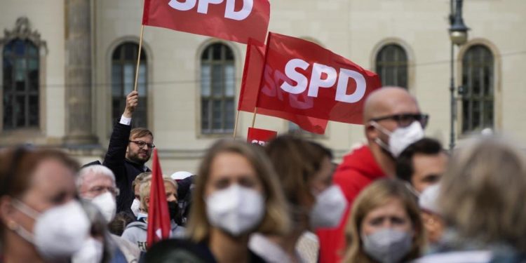 Manifestazione dell'Spd in Germania (LaPresse)