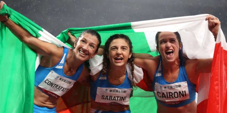 Sabatini, Caironi, Contraffatto: tripletta alle Paralimpiadi (foto Twitter)