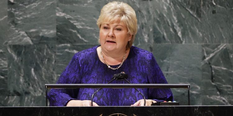 Erna Solberg, premier Norvegia (Foto: 2021, LaPresse)