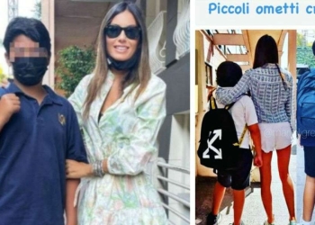 Elisabetta Gregoraci e Nathan Falco Briatore (un anno fa e oggi)