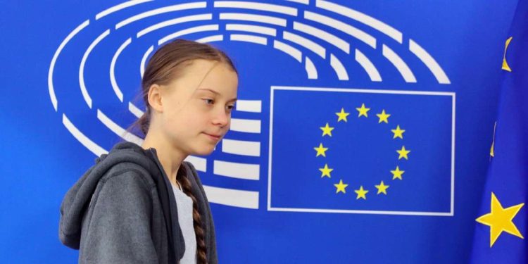 Greta Thunberg a Bruxelles (LaPresse)