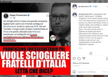 Provenzano vs Meloni, screen da Instagram