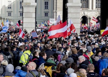 Proteste in Austria contro le misure anti-Covid del Governo di Vienna (LaPresse)