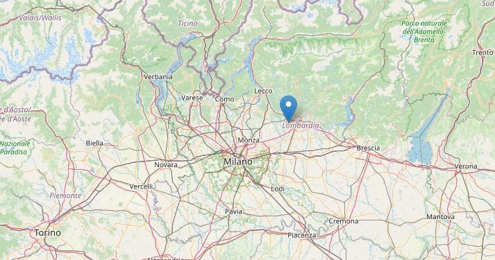 Terremoto oggi a Bergamo, Ingv