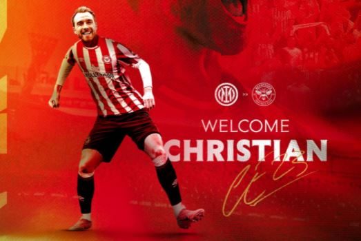 Christian Eriksen al Brentford (screen da Twitter)