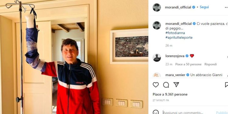 Gianni Morandi, screen da Instagram