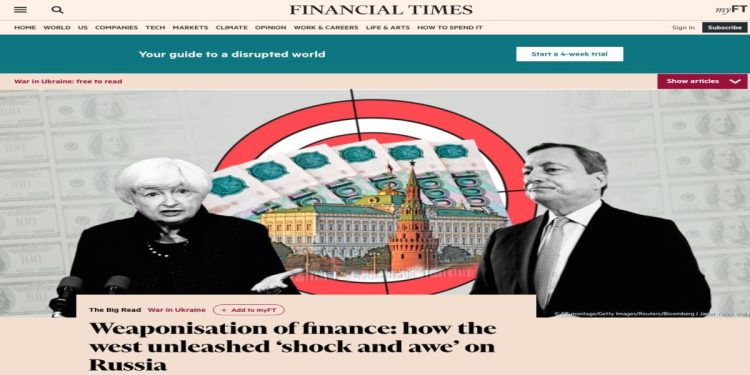 Guerra in Ucraina, per il Finantial Times, Mario Draghi è a capo della "Finanza armata" contro la Russia.