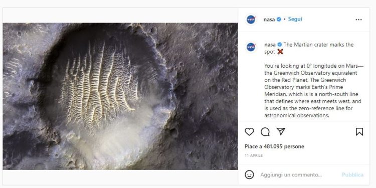 L'impronta "aliena" su Marte (Instagram)
