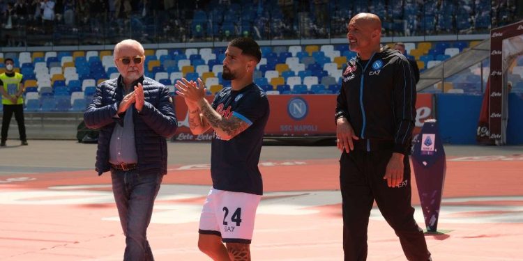 Luciano Spalletti e Aurelio De Laurentiis, qui con Lorenzo Insigne (Foto LaPresse)