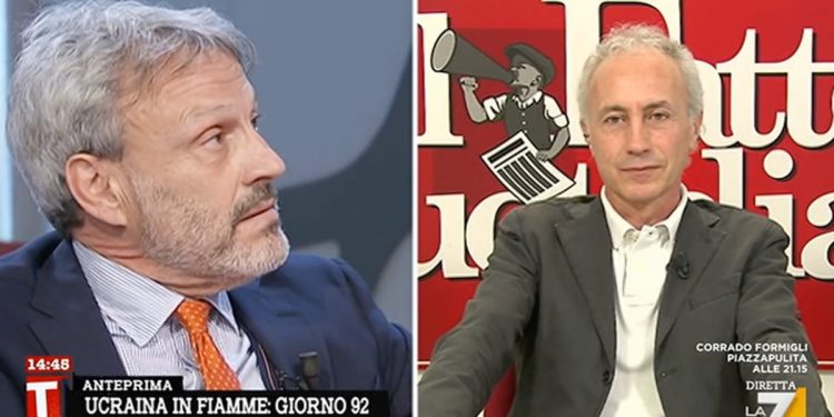 Vittorio Emanuele Parsi e Marco Travaglio a Tagadà