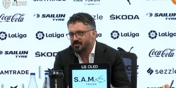 Gattuso, conferenza stampa Valencia, screen Gazzetta dello Sport