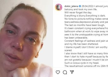 Jelena Dokic, screen da Instagram