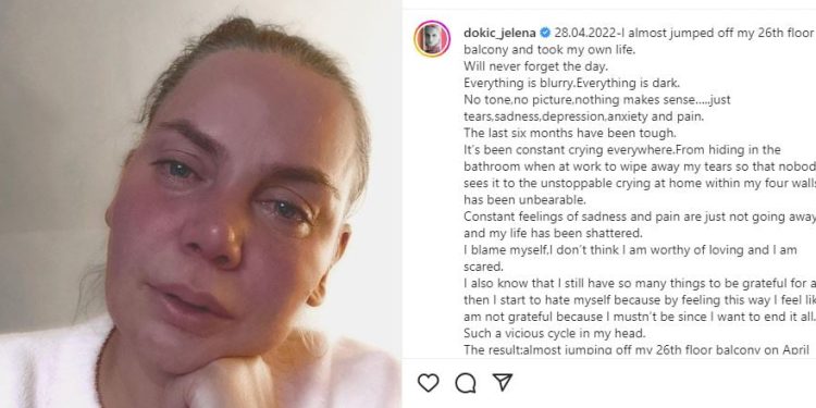 Jelena Dokic, screen da Instagram