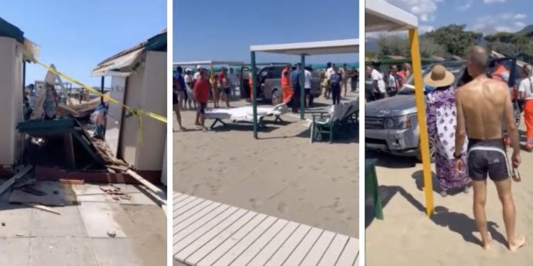 Forte dei Marmi, suv piomba dentro lido e distrugge tutto