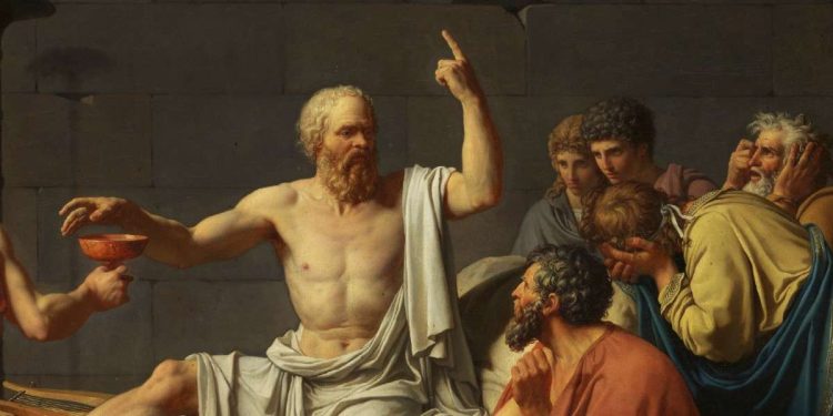 Jacques-Louis David, La morte di Socrate (1787, particolare)