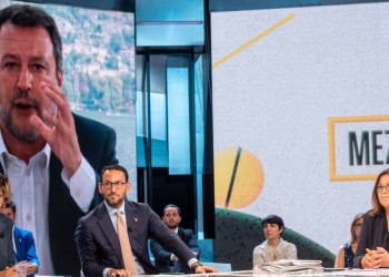 Matteo Salvini in collegamento con Mezz'ora in più (Foto: 2022, LaPresse)