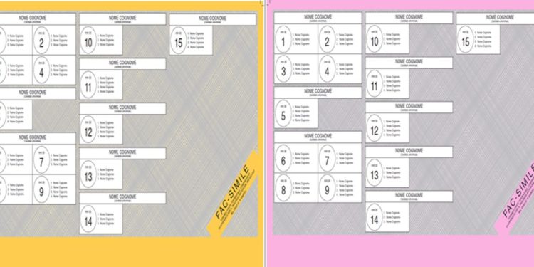 Fac simile schede elettorali (foto dal sito del Ministero dell'Interno)