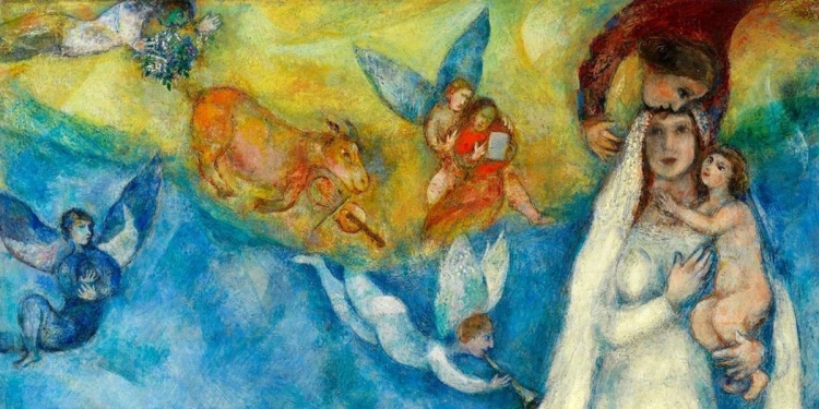 Marc Chagall, Madonna di villaggio (1942, particolare)