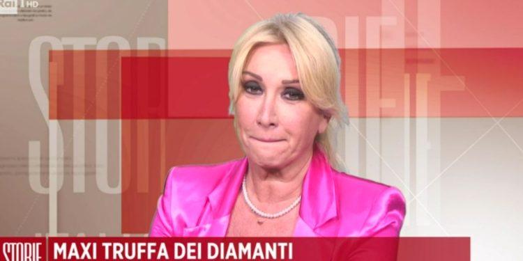 Simona Tagli vittima della truffa dei diamanti (Rai 1, diretta Storie Italiane)