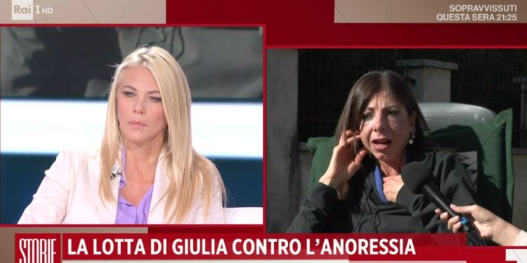 Giulia e il racconto sull'anoressia. (Rai 1, diretta Storie Italiane)