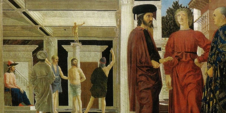 Piero della Francesca, Flagellazione di Cristo (1450 circa, particolare)