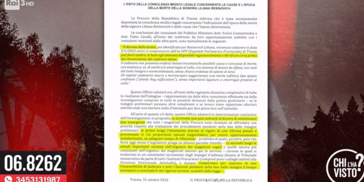 Il comunicato sulla consulenza medico legale (Chi l'ha visto)