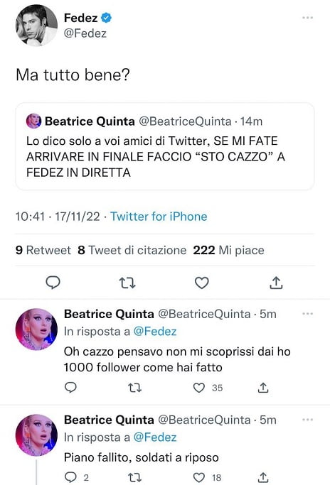 X Factor 2022 gaffe di Beatrice Quinta con Fedez