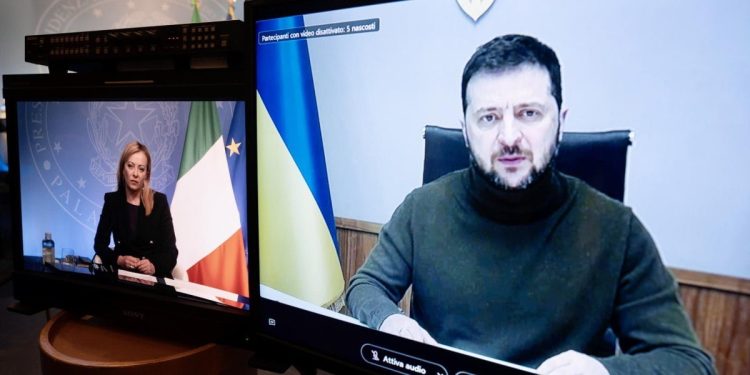 Meloni e Zelensky al Vertice G7