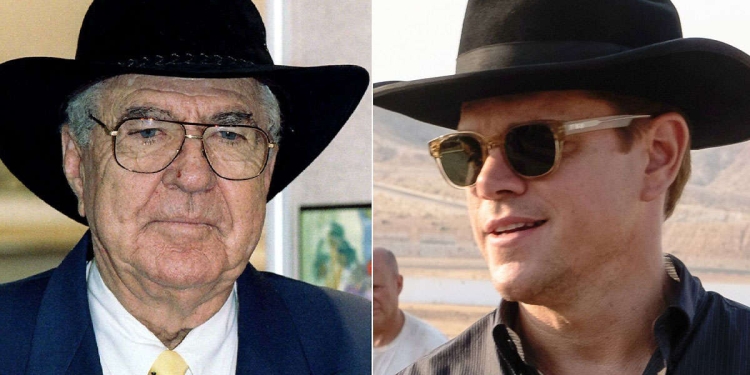 Carroll Shelby (a sinistra) interpretato da Matt Damon in "Le Mans '66"