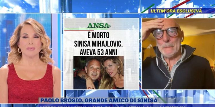 Paolo Brosio ricorda Sinisa Mihajlović a Pomeriggio 5