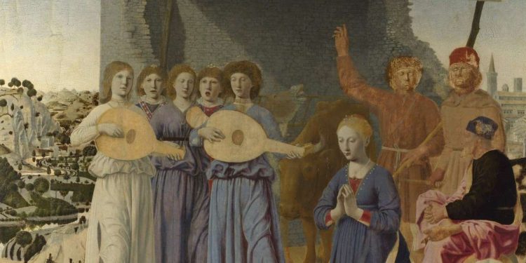 Piero della Francesca Natività (1470-75, particolare), nella versione precedente il restauro