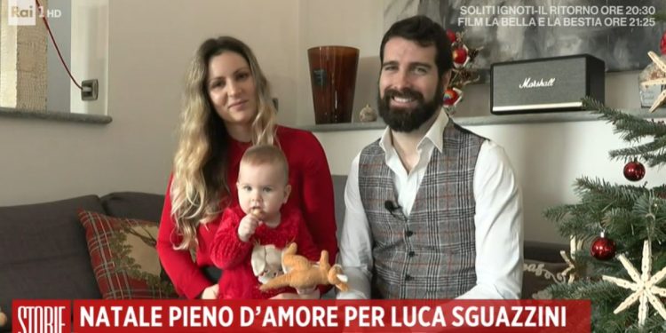 Luca Sguazzini, la moglie Sara e la figlia Luce (Storie Italiane, 2022)