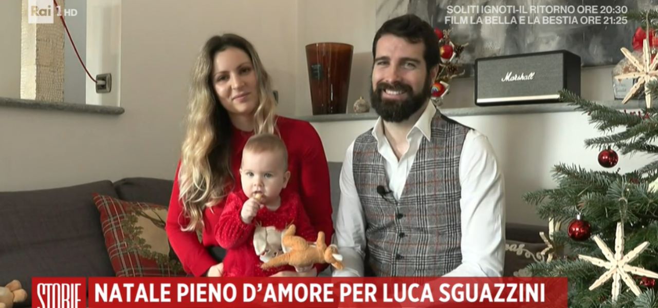 Luca Sguazzini, la moglie Sara e la figlia Luce (Storie Italiane, 2022)